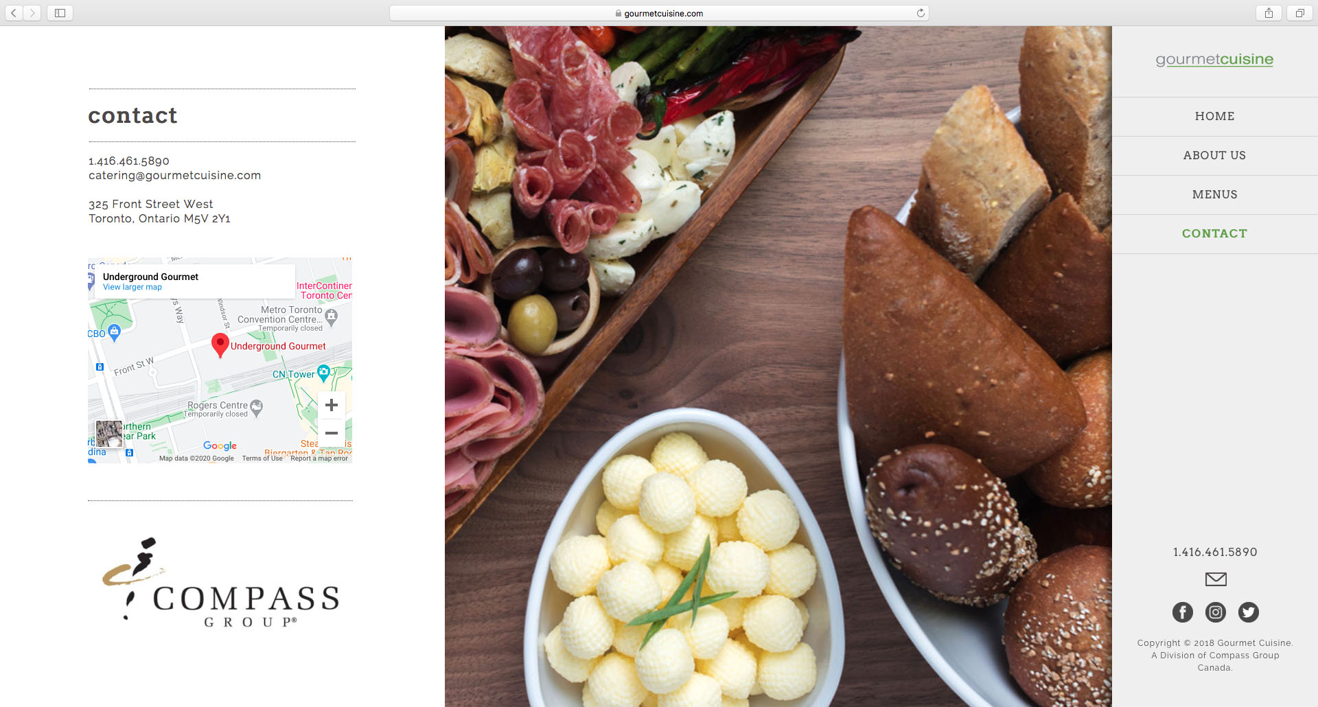 Gourmet Cuisine contact page