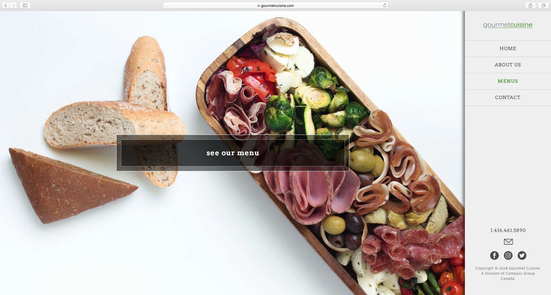 Gourmet Cuisine menu page